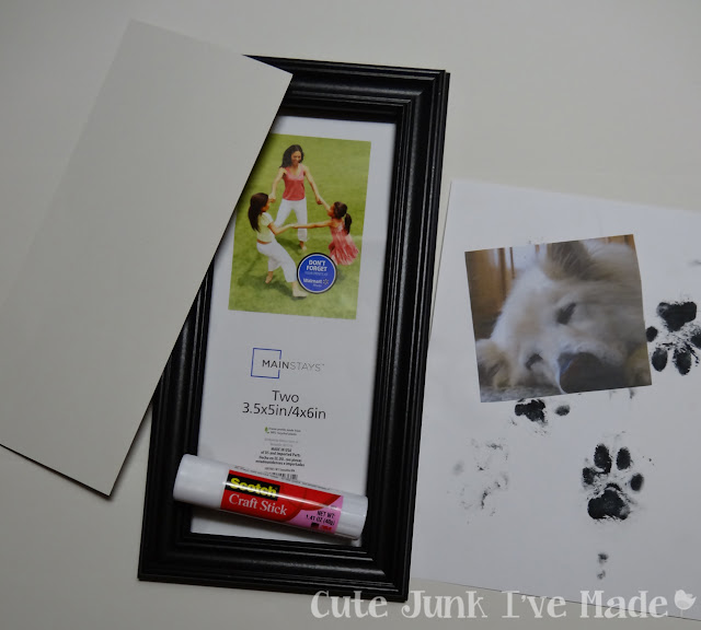 Puppy Print Memorial Frame - Supplies - frame, picture, pawprints, gluestick