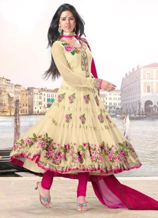 Glamorous-Cream-Net-Anarkali-Suit