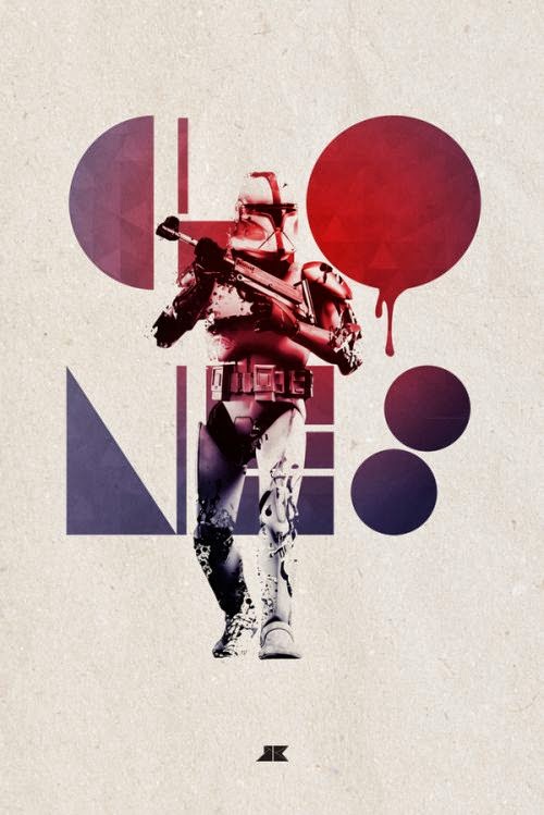 Josip Kelava typographic illustrations super heroes villains comics games movies Clones - Star Wars