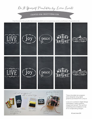 free download for holiday themed chocolate wrappers and gift packaging inspiration by Lorrie Everitt | creativebag.com