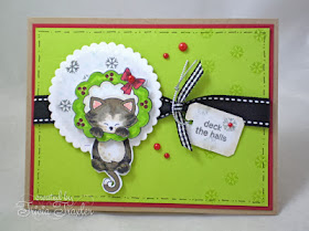 Kitty Christmas card by Tricia Traxler using Newton's Nook Designs Stamps