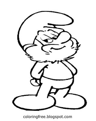 Cool things to color clipart Papa Smurf outline Smurfs drawing ideas easy drawings for kids to copy