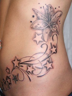 tattoo leters. face star tattoo girl