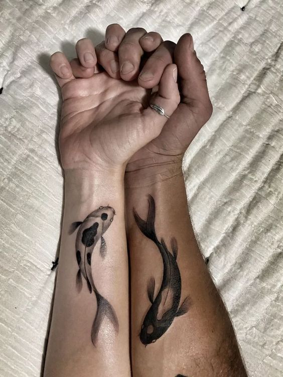 tatuagem de casal de namorados peixes