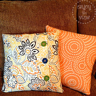 print pillows on a couch