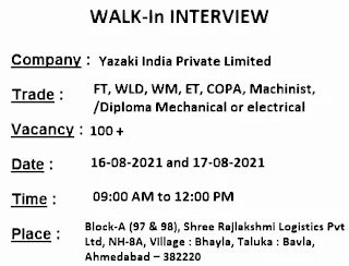 Yazaki India Private Limited Recruitment For ITI and Diploma Holders || Walk In Interview