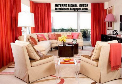 red curtains for interior living room, red window treatments