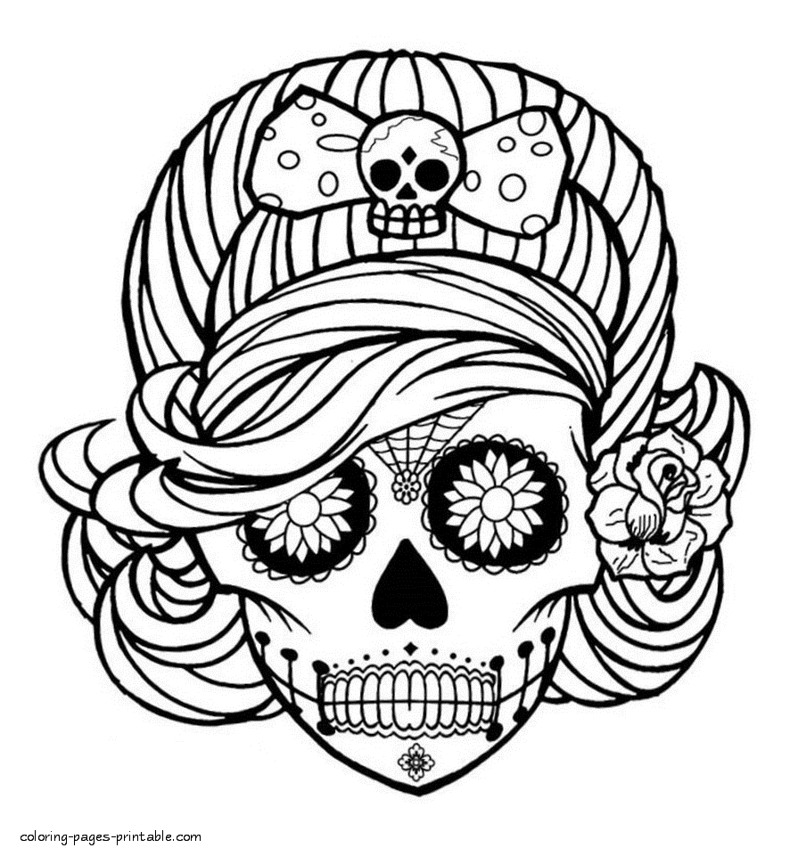 Staggering Sugar Skull Coloring Pages