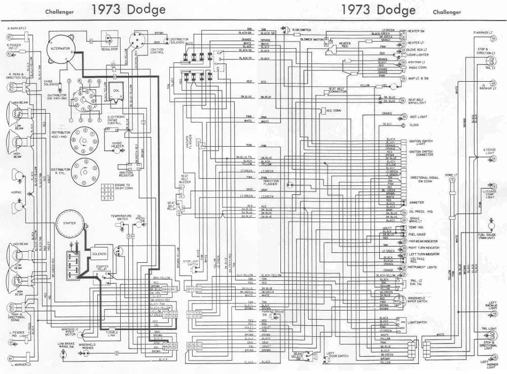 Dodge Challenger 1973 Complete Wiring Diagram | All about ...