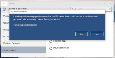 Windows 10 bisa SideLoad Universal Apps