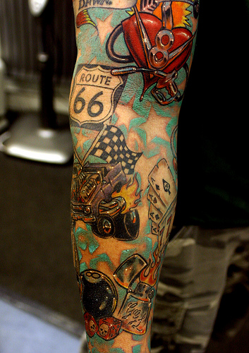 and flowers sleeve tattoos