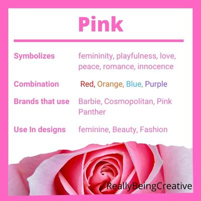 Pink: Pink is a feminie color. Most girls, woman love pink color. So it is widely used in woman related design. It is also used in beauty, fashion products design.