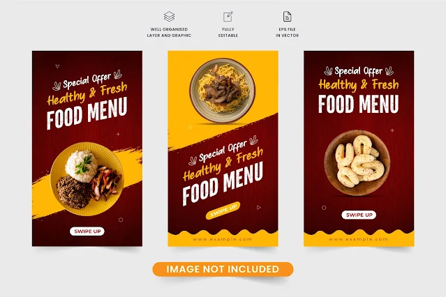 Food menu promotion web banner vector free download