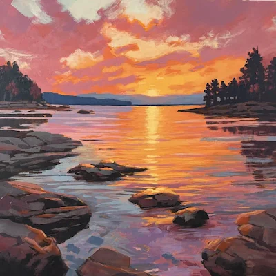 NORTHWOODS SUNSET painting Jim Musil