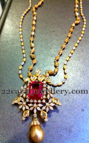 Exquisite Diamond Locket with Beads Set