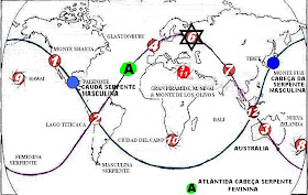 Mapa dos chacras planetários terrestres, linhas ley, chacras Terra