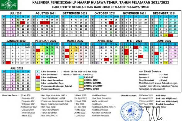 Kalender Pendidikan LP Ma'arif NU TP. 2021-2022