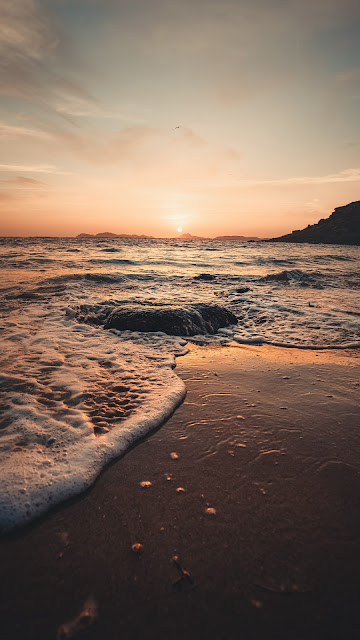 Nature, Sunset, Sea, Beach, Rocks, Waves