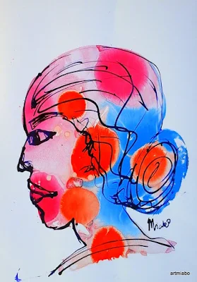 Drawing of a woman Abstract Expressions;Ink on paperboard;miabo enyadike