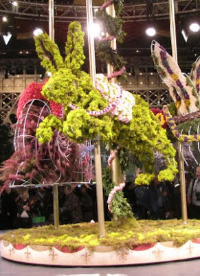 carousel rabbit made of flowers