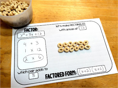 introduce quadratic factoring with a hands-on activity