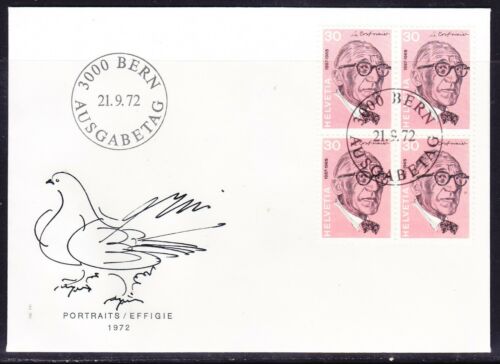 Switzerland 1972 - 30 Le Corbusier Block 4 First Day Cover
