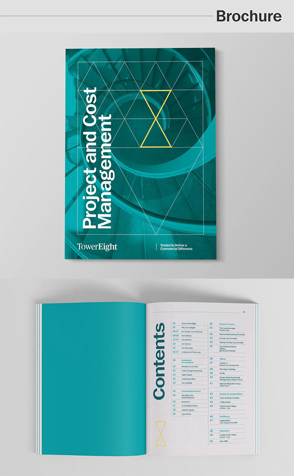 Inspirasi 20+ Desain Brosur dan Katalog Modern - TowerEight Brand refresh Brochure Design