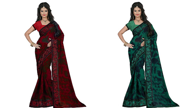 M.S.Retail Self Design Bollywood Georgette, Net Saree  (Green)