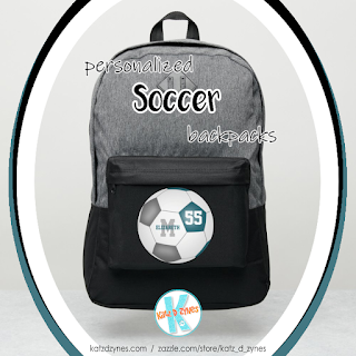kids soccer backpack with teal gray team colors - personalized sports themed backpacks