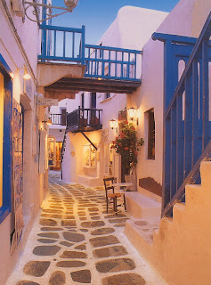 Greek islands Santorini traditional road