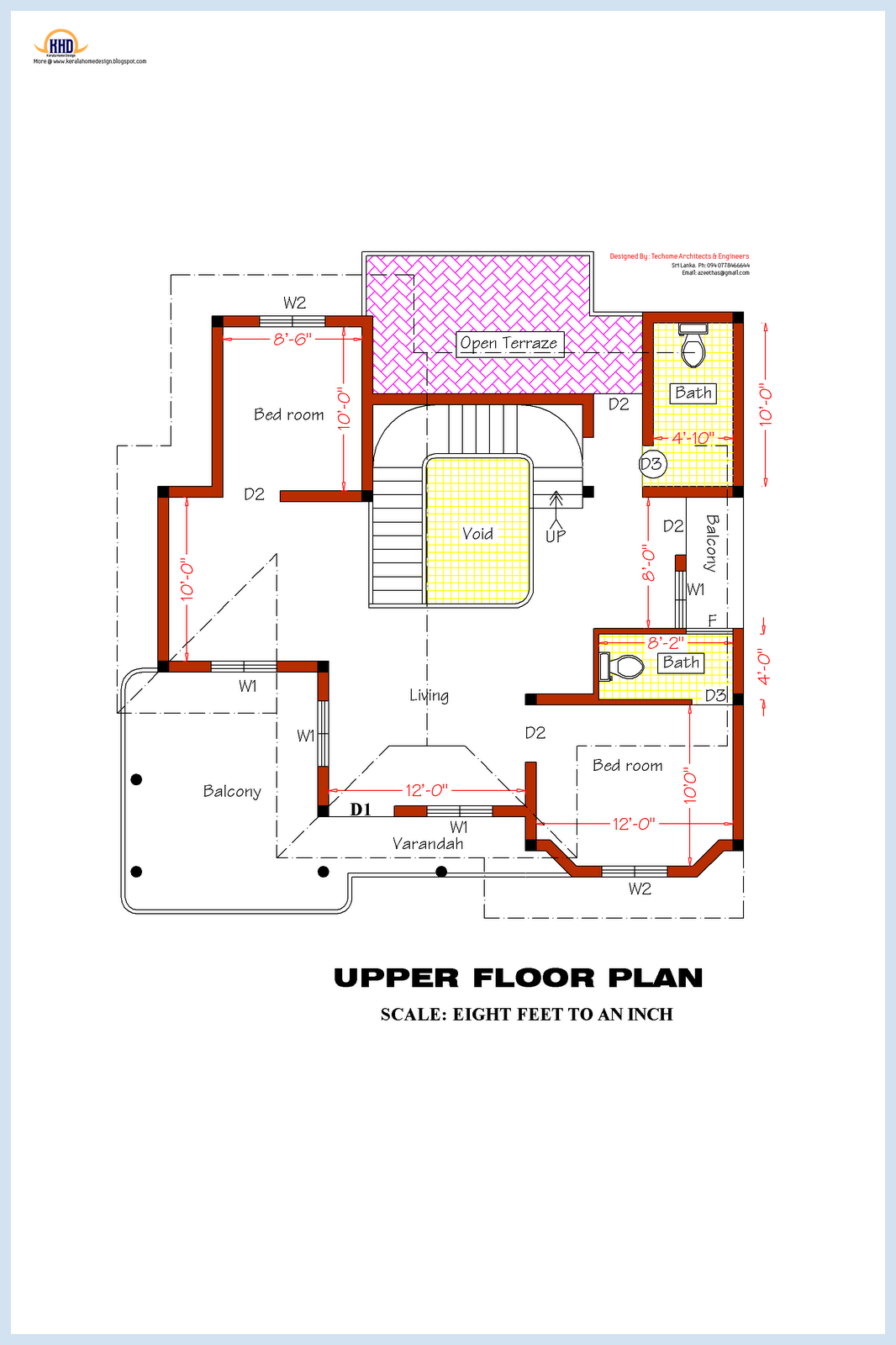 3 Bedroom home  plan  and elevation Kerala home  design  and 