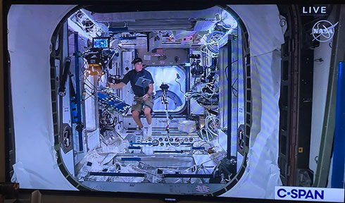 Waiting for hatch opening between Dragon and ISS (Source: C-Span)