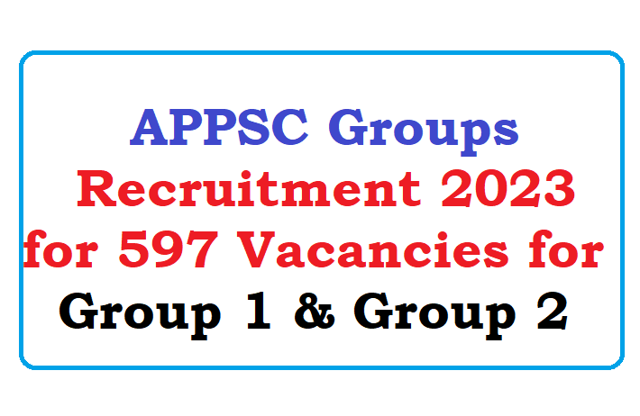 APPSC Groups Recruitment 2023 for 597 Vacancies for Group 1 & Group 2