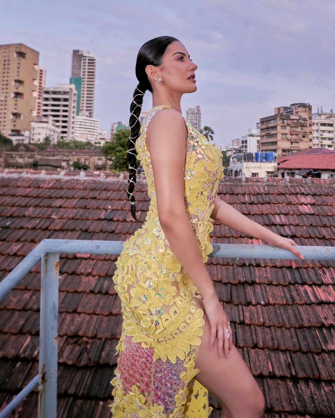 Amyra Dastur sexy legs curvy yellow dress