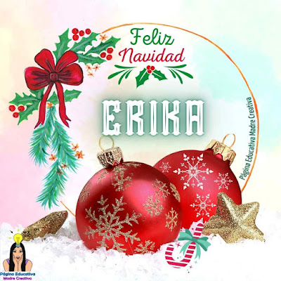 Solapín navideño del nombre Erika para imprimir