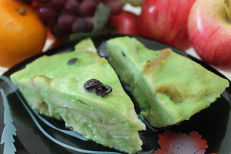 Puding Roti Pandan Kukus - Azie Kitchen