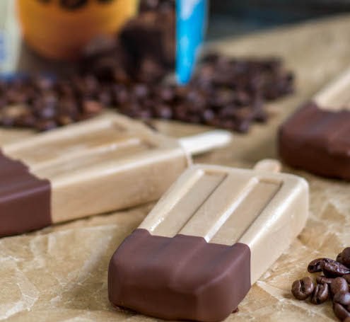 Chocolate-Dipped Mocha Iced Coffee Popsicles #desserts #icecream