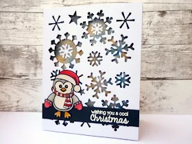 Sunny Studio Bundled Up Penguin Holiday Christmas Card by Nikosinas.