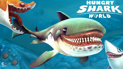  player akan mengendalikan seekor ikan hiu menggunakan d Hungry Shark World apk + obb