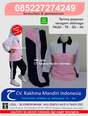 kaos olahraga tk dan paud kain premium, warna biru dongker kombinasi pink ros muda model lengan panjang 2024