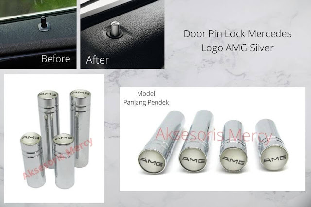 Door Pin Lock Mercedes Benz Logo AMG Silver - Model Panjang Pendek