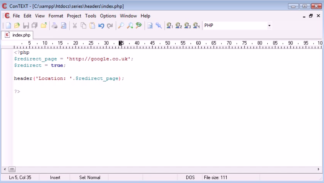 Using the Header function to Force Page Redirect