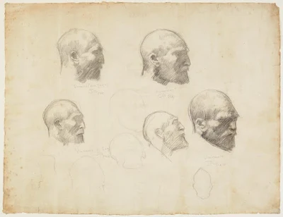 John Peter Russell drew these five studies of Van Gogh a year or so after painting his 1886 portrait (studies, Art Gallery of New South Wales, Sydney) painting Vincent van Gogh