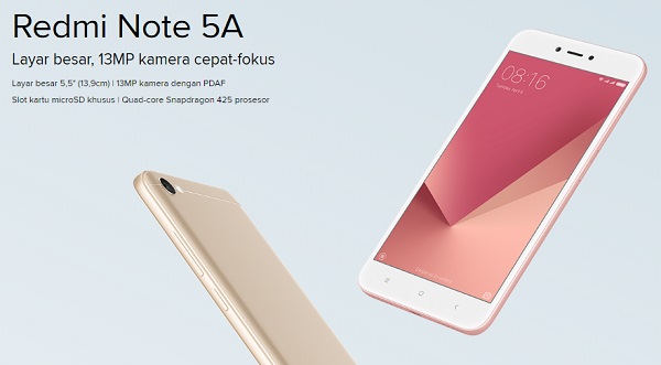 Harga Xiaomi Redmi Note 5A 2018 di Indonesia dan Spesifikasi