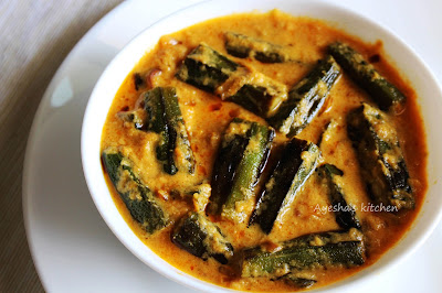 bhindi sayeshas kitchen tasty malabar recipes -sauteed bhindi in tomato curd gravy yummy chapathi or rice  side dish 