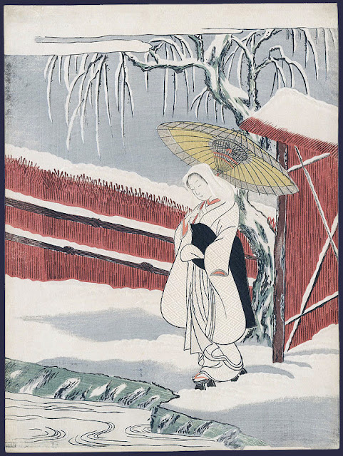 Ukiyo-e. Träsnitt. Hägerjungfrun. Heron Maiden. Sagi musume. Harunobu.