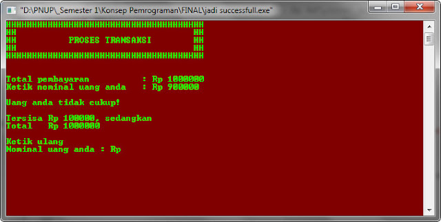 Pemrograman bahasa C : program kasir pembelian domain hosting