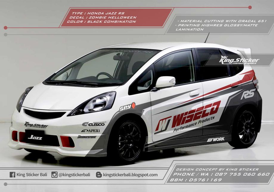 CUTTING STICKER HONDA JAZZ RS ANIMASI  King Sticker bali