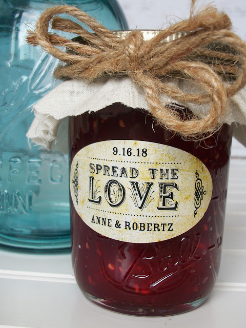 Vintage Oval Spread the Love Wedding jam jar labels