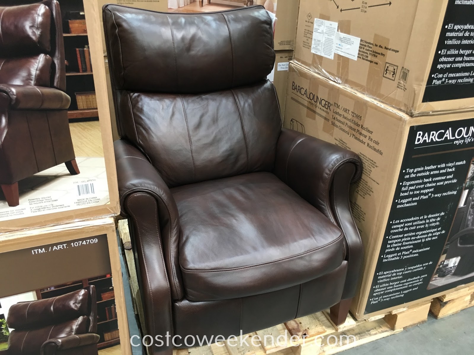 synergy home leather pushback recliner chair  costco weekender